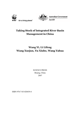 Taking Stock of Integrated River Basin Management in China Wang Yi, Li
