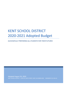 KENT SCHOOL DISTRICT 2020-2021 Adopted Budget