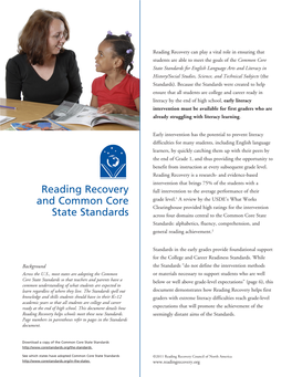 Reading Recovery and Common Core State Standards Are Closely Interconnected Within Each Lesson