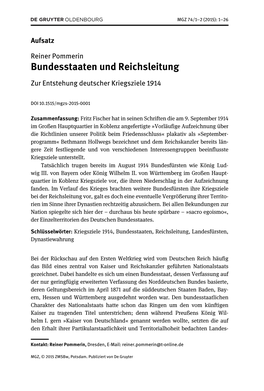 Bundesstaaten Und Reichsleitung