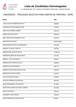 Lista De Candidatos Homologados Av