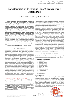 Development of Ingenious Floor Cleaner Using ARDUINO