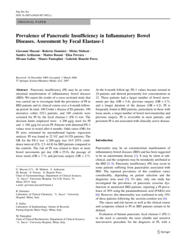 Prevalence of Pancreatic Insufficiency in Inflammatory Bowel Diseases