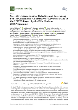 Satellite Observations for Detecting and Forecasting Sea-Ice Conditions: a Summary of Advances Made in the SPICES Project by the EU’S Horizon 2020 Programme