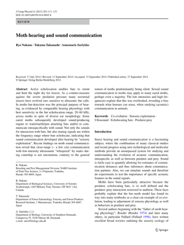 Moth Hearing and Sound Communication