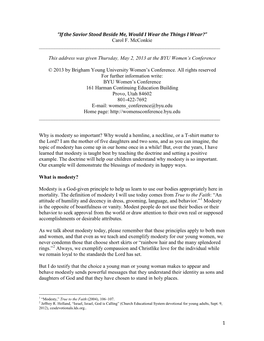 1 “If the Savior Stood Beside Me, Would I Wear the Things I Wear?”