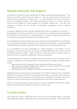 Magnetic Materials: Soft Magnets