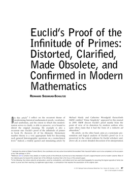 Euclid's Proof of the Infinitude of Primes