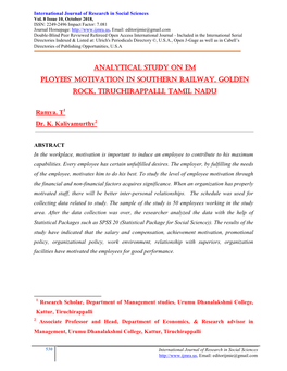 Analytical Study on Em Ployees' Motivation In