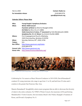 Winter Concert 2020 Press Release