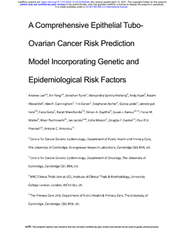 A Comprehensive Epithelial Tubo- Ovarian Cancer Risk