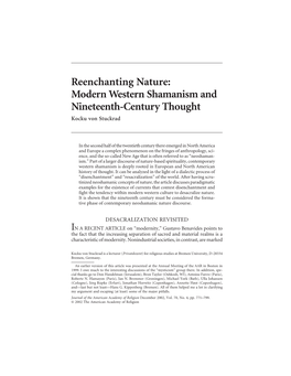 Modern Western Shamanism and Nineteenth-Century Thought Kocku Von Stuckrad