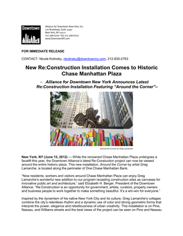 New Re:Construction Installation Comes to Historic Chase Manhattan Plaza