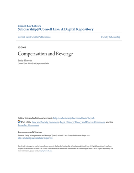 Compensation and Revenge Emily Sherwin Cornell Law School, Els36@Cornell.Edu