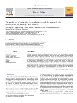 The Evolution of Electricity Demand and the Role for Demand Side Participation, in Buildings and Transport