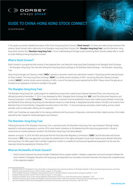 GUIDE to CHINA-HONG KONG STOCK CONNECT by David Richardson