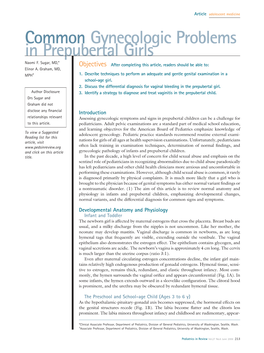 Common Gynecologic Problems in Prepubertal Girls Naomi F