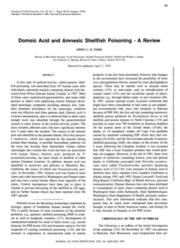 Domoic Acid and Amnesic Shellfish Poisoning - a Review