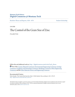 The Control of the Grain Size of Zinc