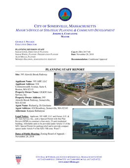 City of Somerville, Massachusetts Planning Staff Report