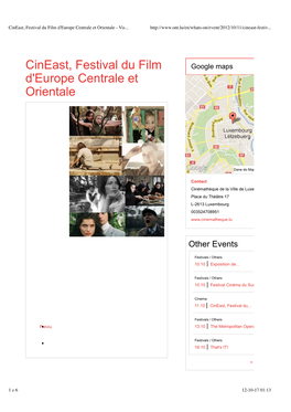 Cineast, Festival Du Film D'europe Centrale Et Orientale - Vis