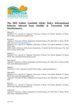 The 2015 Scillato Landslide (Sicily, Italy): Deformational Behavior Inferred from Satellite & Terrestrial SAR Interferometry