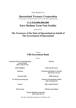 Queensland Treasury Corporation U.S.$10,000,000,000 Euro Medium