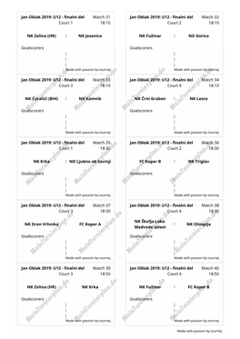 Jan Oblak 2019: U12 - Finalni Del Match 31 Jan Oblak 2019: U12 - Finalni Del Match 32 Court 1 18:10 Court 2 18:10