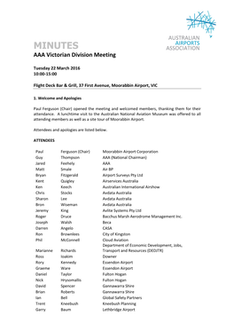 MINUTES AAA Victorian Division Meeting