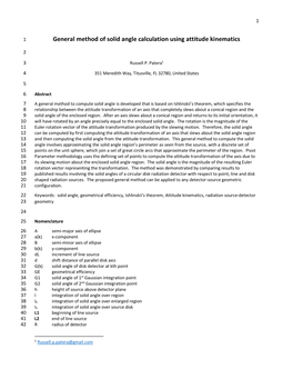 General Method of Solid Angle Calculation Using Attitude Kinematics