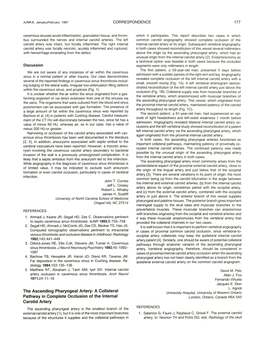 The Ascending Pharyngeal Artery: a Collateral Pathway in Complete