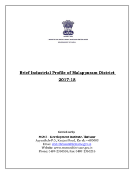 Brief Industrial Profile of Malappuram District 2017-18