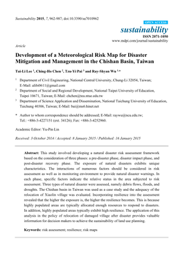 Development of a Meteorological Risk Map for Disaster Mitigation and Management in the Chishan Basin, Taiwan