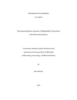 UNIVERSITY of CALIFORNIA Los Angeles Dissecting the Regulatory