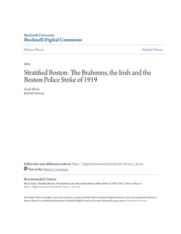 The Brahmins, the Irish and the Boston Police Strike of 1919