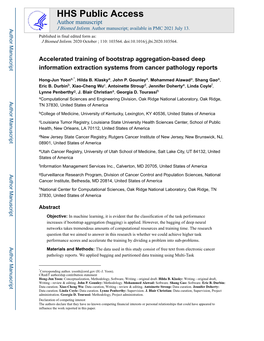 Accelerated Training of Bootstrap Aggregation-Based Deep Information Extraction Systems from Cancer Pathology Reports