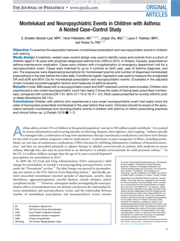 Montelukast and Neuropsychiatric Events in Children with Asthma: a Nested Case-Control Study