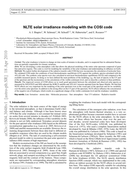 NLTE Solar Irradiance Modeling with the COSI Code