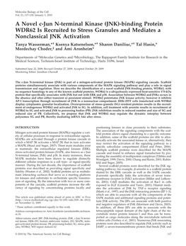 (JNK)-Binding Protein WDR62 Is Recruited to Stress Granules And