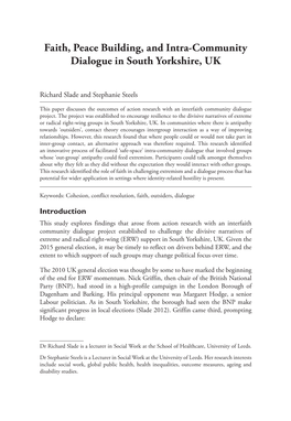 Faith, Peace Building, and Intra-Community Dialogue in South Yorkshire, UK