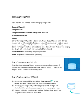 Setting up Google Wifi