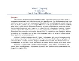 Class 7 (English) 4. Game on Sec. 1 Hop, Skip and Jump