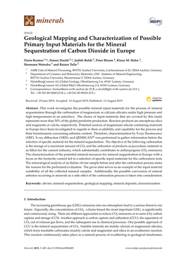 Geological Mapping and Characterization of Possible Primary Input Materials for the Mineral Sequestration of Carbon Dioxide in Europe