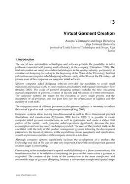 Virtual Garment Creation