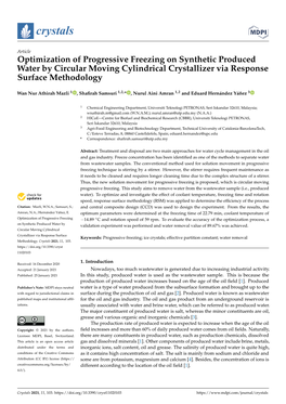 Optimization of Progressive Freezing on Synthetic Produced Water by Circular Moving Cylindrical Crystallizer Via Response Surface Methodology