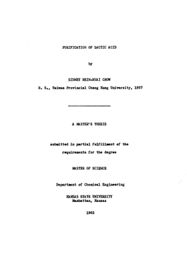 Purification of Lactic Acid