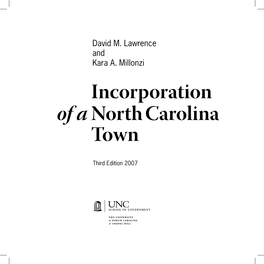 Incorporation of a North Carolina Town