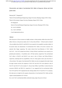 Characteristics and Origins of Non-Functional Pm21 Alleles in Dasypyrum Villosum and Wheat