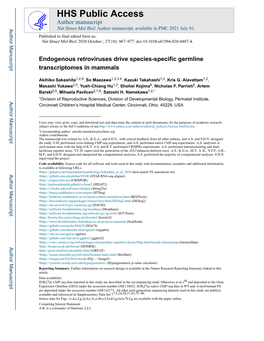 Endogenous Retroviruses Drive Species-Specific Germline Transcriptomes in Mammals