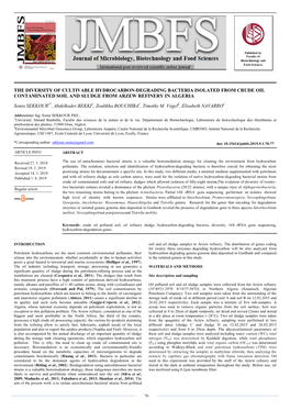 The Diversity of Cultivable Hydrocarbon-Degrading Bacteria Isolated from Crude Oil Contaminated Soil and Sludge from Arzew Refinery in Algeria